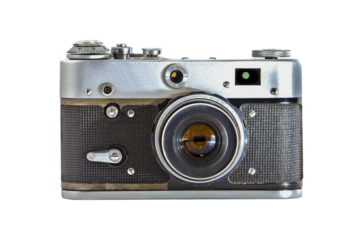 old vintage camera on transparent background