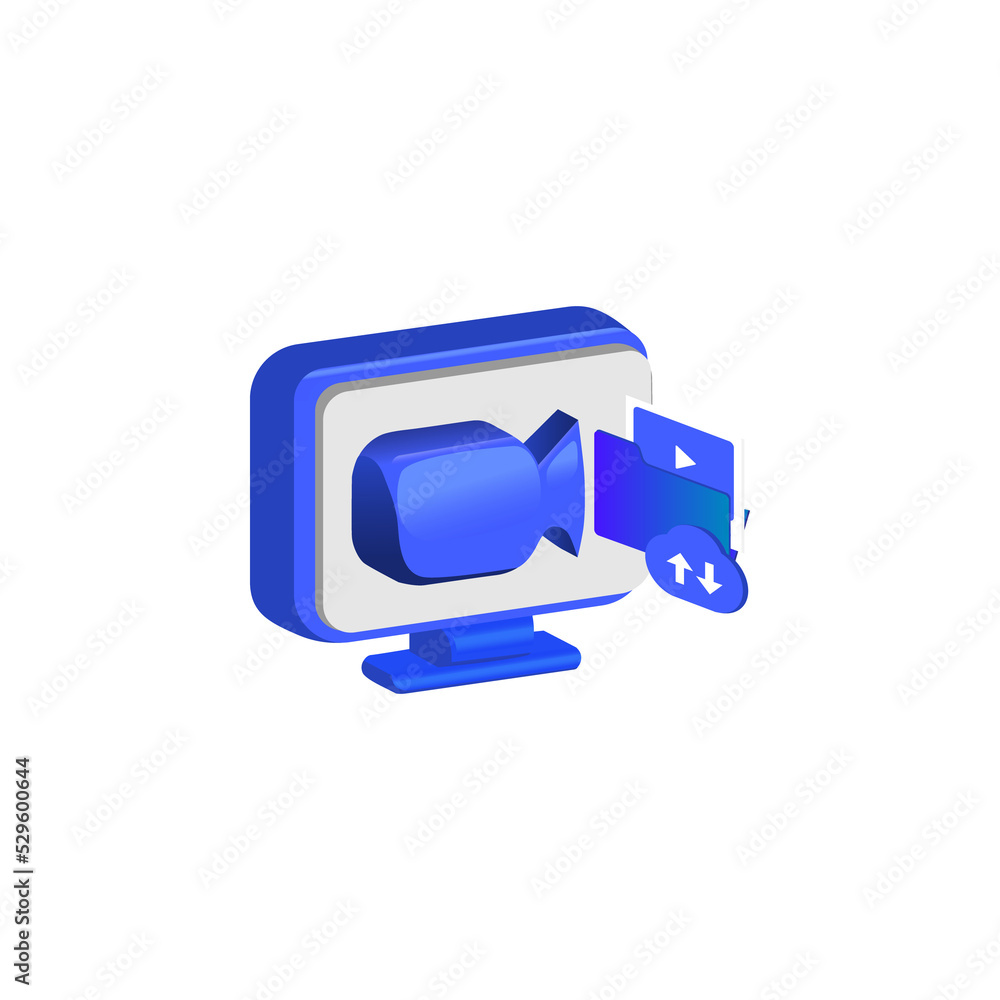 Poster 3d computer with backup video storage design vector isolated