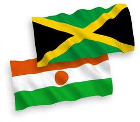 Flags of Republic of the Niger and Jamaica on a white background