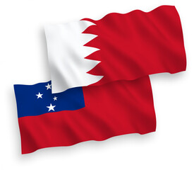 Flags of Independent State of Samoa and Bahrain on a white background