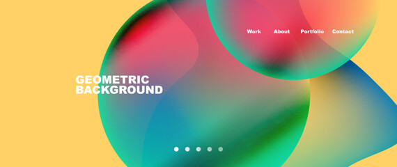 Flowing gradient colors and round elements and circles. Vector illustration for wallpaper, banner, background, leaflet, catalog, cover, flyer