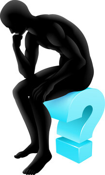 recommend clip art: Thinking on question mark silhouette