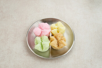 Kue Mangkok (Chinese fa gao) known as fortune cake, usually for Chinese New Year. Made from wheat flour and rice flour.