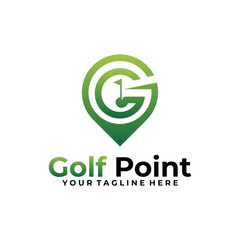 sport golf logo concept, point golf design template