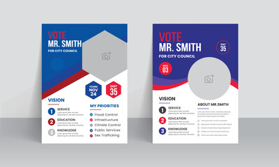 Political election flyer Template with vote campaign leaflet Poster layout design