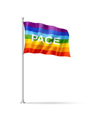 Rainbow peace / pace flag isolated on white