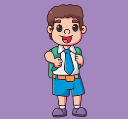 cute boy school uniform. Isolated cartoon person illustration. Flat Style Sticker element vector