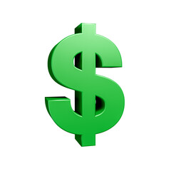 3D Dollar green symbol isolated on white background. economy large foreign exchange, Forex Trading concept, Currency 3D rendering.