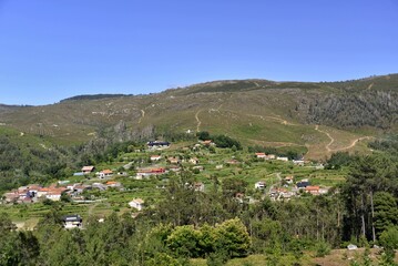 Fototapeta na wymiar Panoramic view of a village in the mountains of Galicia
