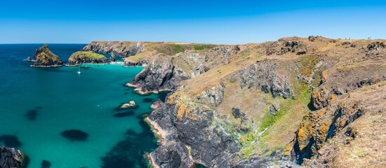 Kynance Cove and Asparagus Island, Cornwall, England, Europe
