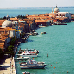 Venezia. Veduta della Giudecca con Le Zitelle e il Redentore dal Campanile di San Giorgio Maggiore