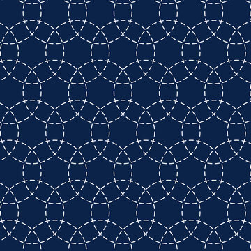 Japanese Sashiko Styled Pattern Background