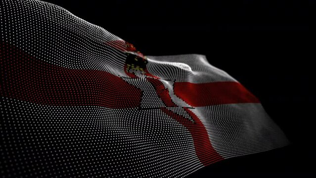 Seamless looping animated digital flag of Northern Ireland overlay rendered of points in 4K resolution including luma matte