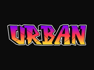 Urban word trippy psychedelic graffiti style letters.Vector hand drawn doodle cartoon logo urban illustration. Funny cool trippy letters, fashion, graffiti style print for t-shirt, poster concept