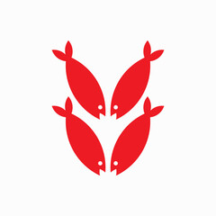4 Four Fish red logo vector image