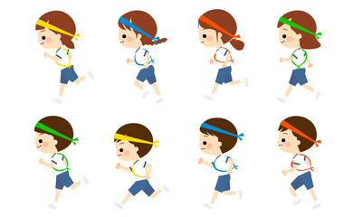 体操着で走る子どもたち