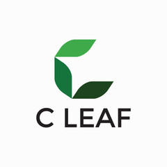 C Leaf letter logo vector image