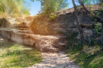 Mountain rocky path leading to the Hot Mountain in Pyatigorsk. Lermontov places for tourist visits...