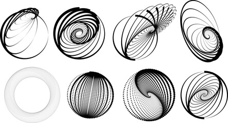 Lines in Circle Form . Spiral Vector Illustration .Technology round. Wave Logo . Design element . Abstract Geometric shape .