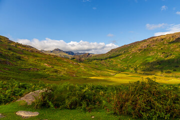 Fototapeta na wymiar View of the Wrynose Pass, Cumbria, England.