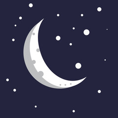moon vector illustration in galaxy dream doodle cartoon  blue sky moonlight space