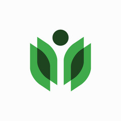 People leaf green logo vector image