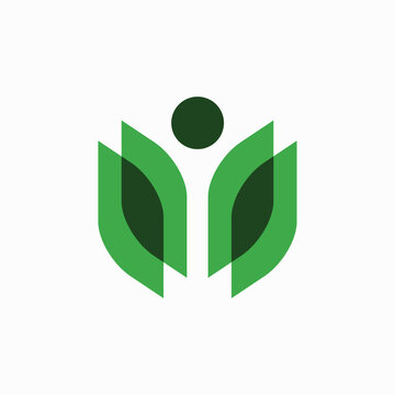 People leaf green logo vector image