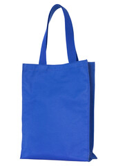 blue shopping fabric bag isolated with clipping path for mockup