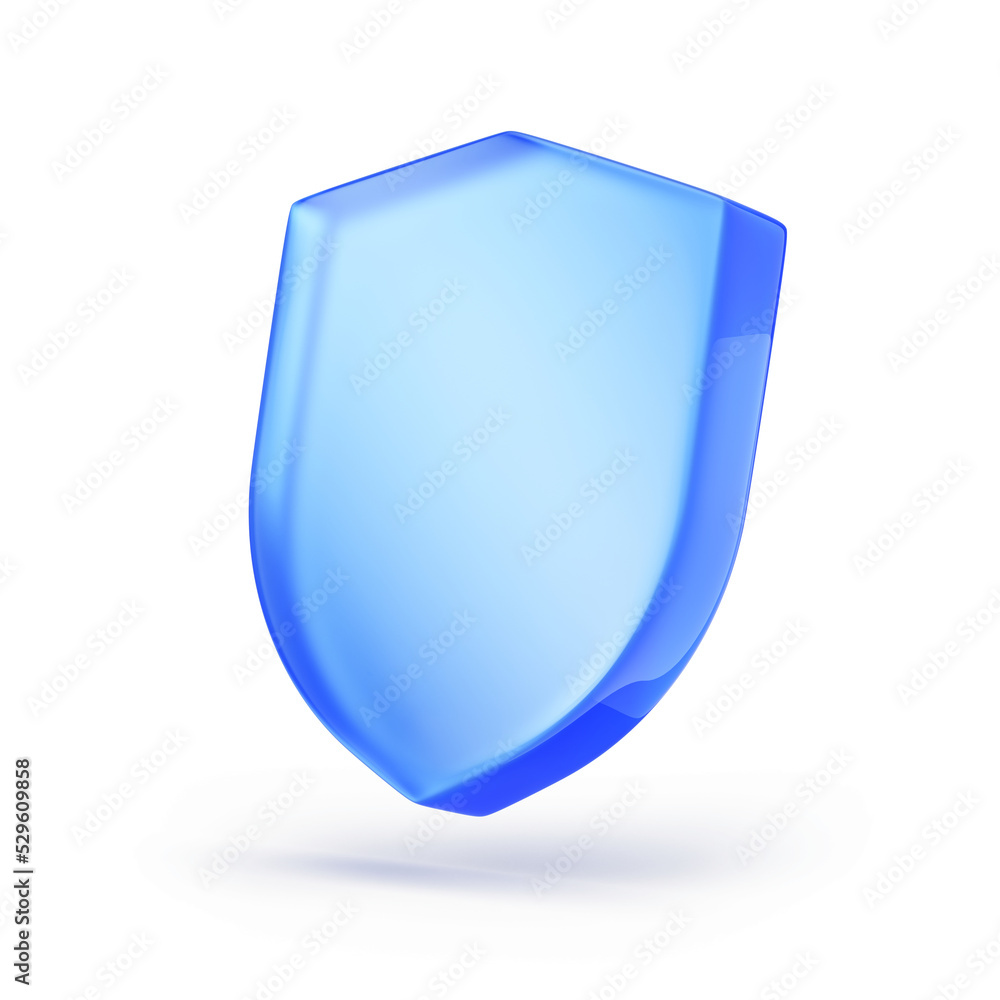 Fototapete Shield. Protect and Security concept. Bue Shield 3d icon. 3d rendering