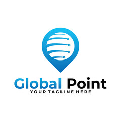 Global point logo vector design template