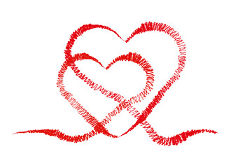 Two drawn hearts, one inside the other. Vector graphics.