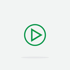 Play button icon with circle frame in trendy style isolated on grey background. Play symbol for your web site design, logo, app, UI. Vector illustration