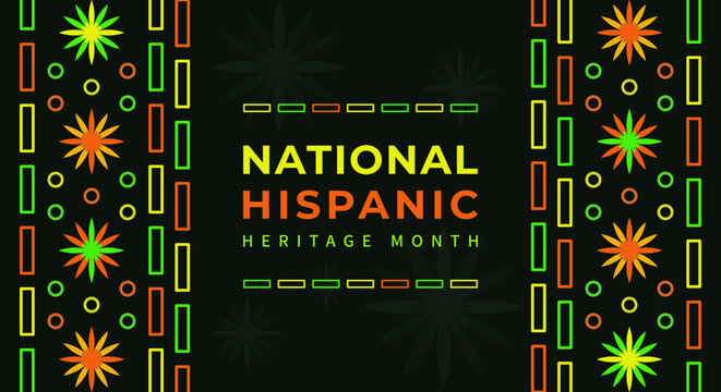 Hispanic heritage month. Abstract floral ornament background design. Hispanic and Latino Americans culture. retro style with text
