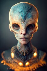 Portrait of an alien male extraterrestrial, 3d render