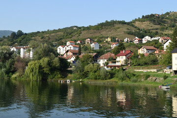 Fototapeta na wymiar view of the city of Visegrad in Bosnia and Herzegovina and the Drina River