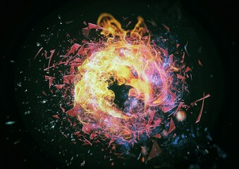 3D illustration of exploding sphere