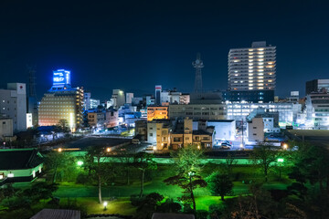 山梨県甲府市 甲府城跡から眺める甲府市の夜景