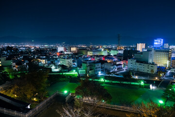 山梨県甲府市 甲府城跡から眺める甲府市の夜景