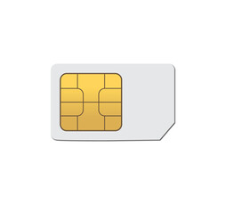 Sim card object realistic vector icon. Phone sim card chip isolated on white background. - obrazy, fototapety, plakaty