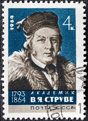 USSR - CIRCA 1964: A stamp printed in USSR shows Academician V. Struve 1793 - 1864 - the great russian astronomer, circa 1964
