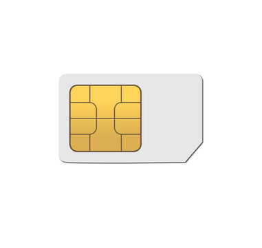 Sim card object realistic vector icon. Phone sim card chip isolated on white background.