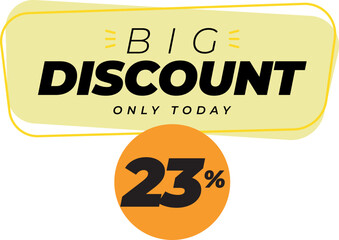 Twenty three 23 percent big discount sale banner label yellow