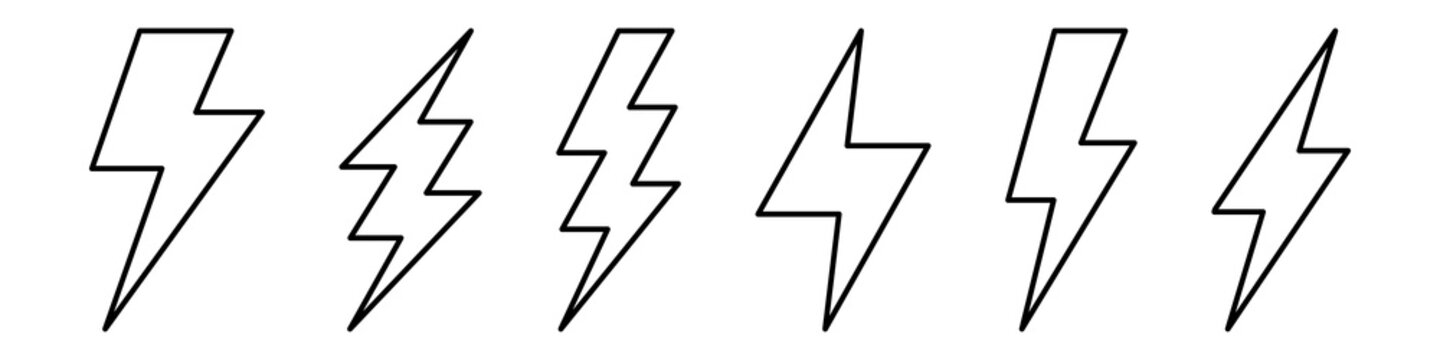 Lightning bolt line icon with editable stroke. Modern line icon design. Modern icons for mobile or web interface. Linear icon.