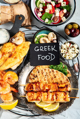 Traditional greek food mix.