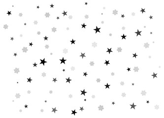 Fireworks star random source stream. Christmas snow for the new year. Stars on a white background. Vector illustration.