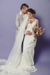 Portrait studio of a bride and groom