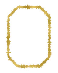 Golden ruffed, spiky, oval frame, gold border. Isolated png illustration, transparent background. Asset for overlay, texture, pattern, montage, collage, shape, greeting, invitation card, mark making.
