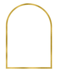Golden portal frame, gold border. Isolated png illustration, transparent background. Asset for overlay, texture, pattern, montage, collage, shape, greeting, invitation card, mark making.