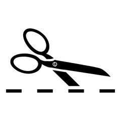 Silueta de tijera con línea de corte aislada © teracreonte