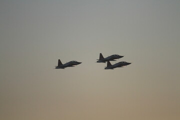 f 16 fighter jet in Turkish Air Force aerobatic demonstration team which called Turkish Stars are flying on the sky for 9 September- Izmir Independence Day